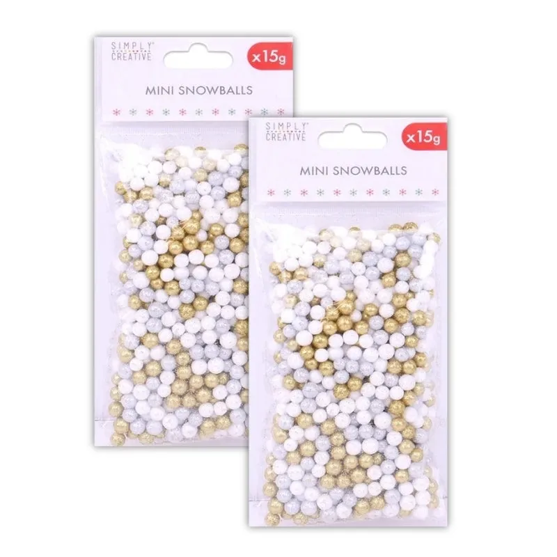 2 for 1 OFFER - 2 x Simply Creative Glitter Snowballs Gold, Silver, White (SCTOP038X19 x 2)