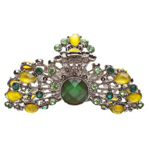 Austrian Crystal Hair Claw Clip Yellow Green