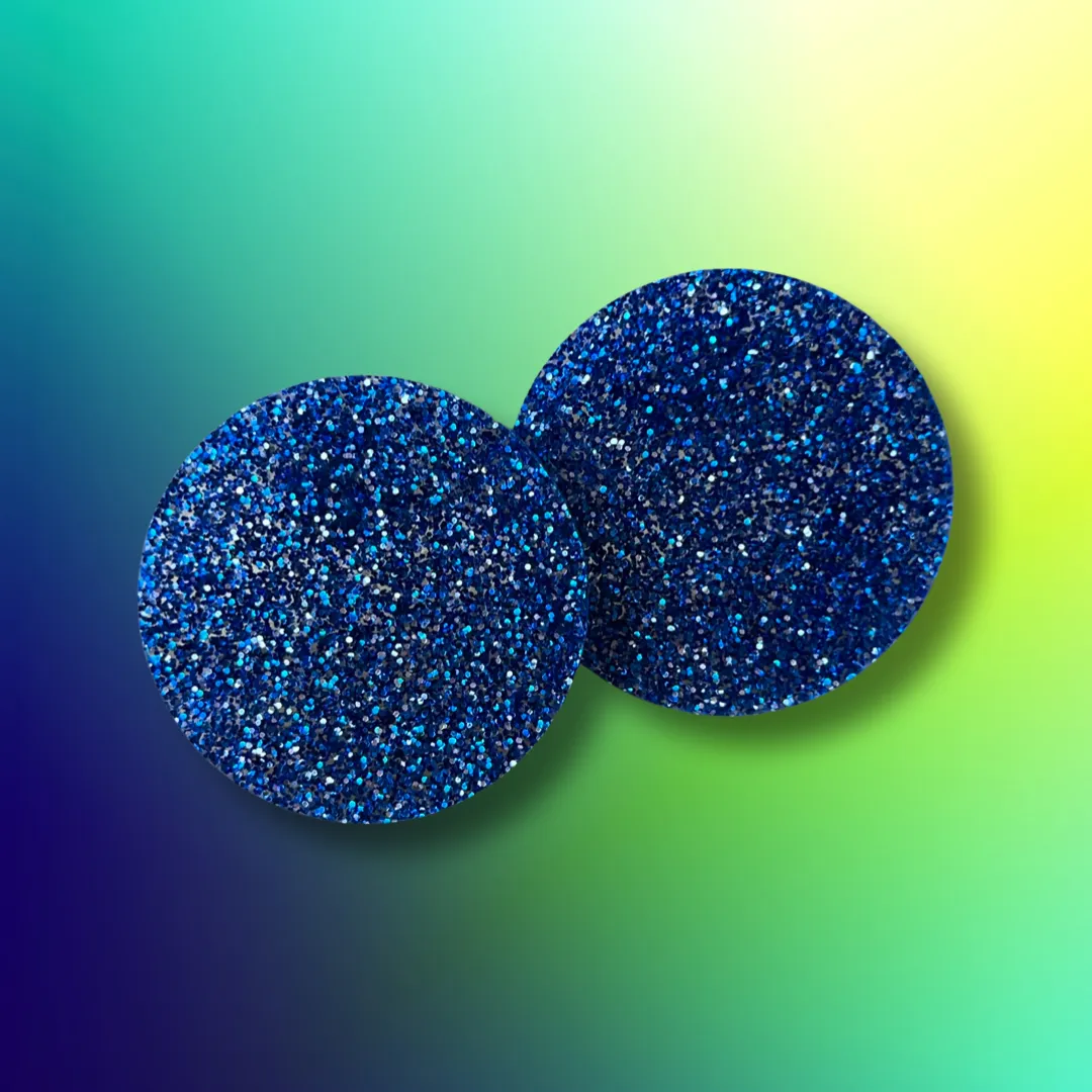 Blue & Silver Glittery Statement Studs