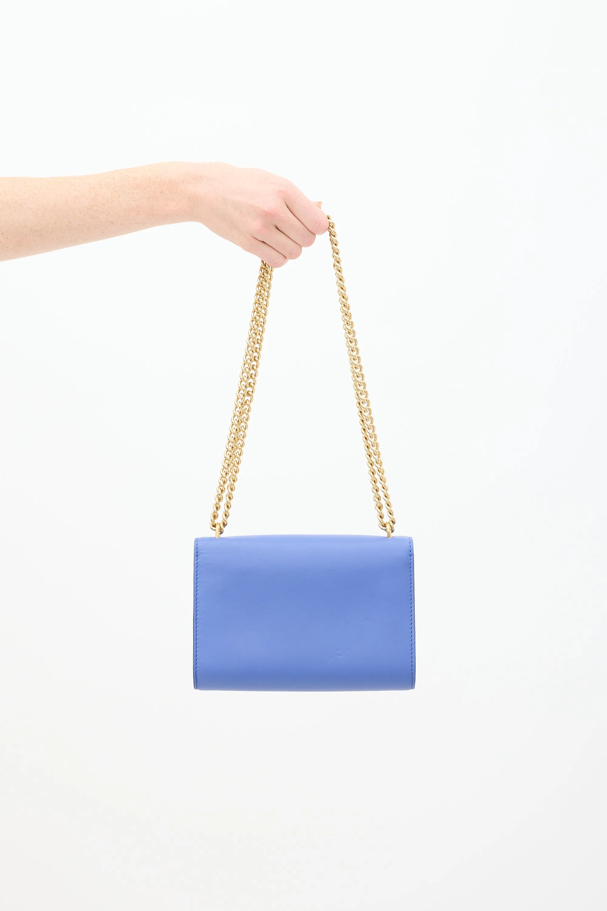 Blue Leather Louise GM Chain Clutch