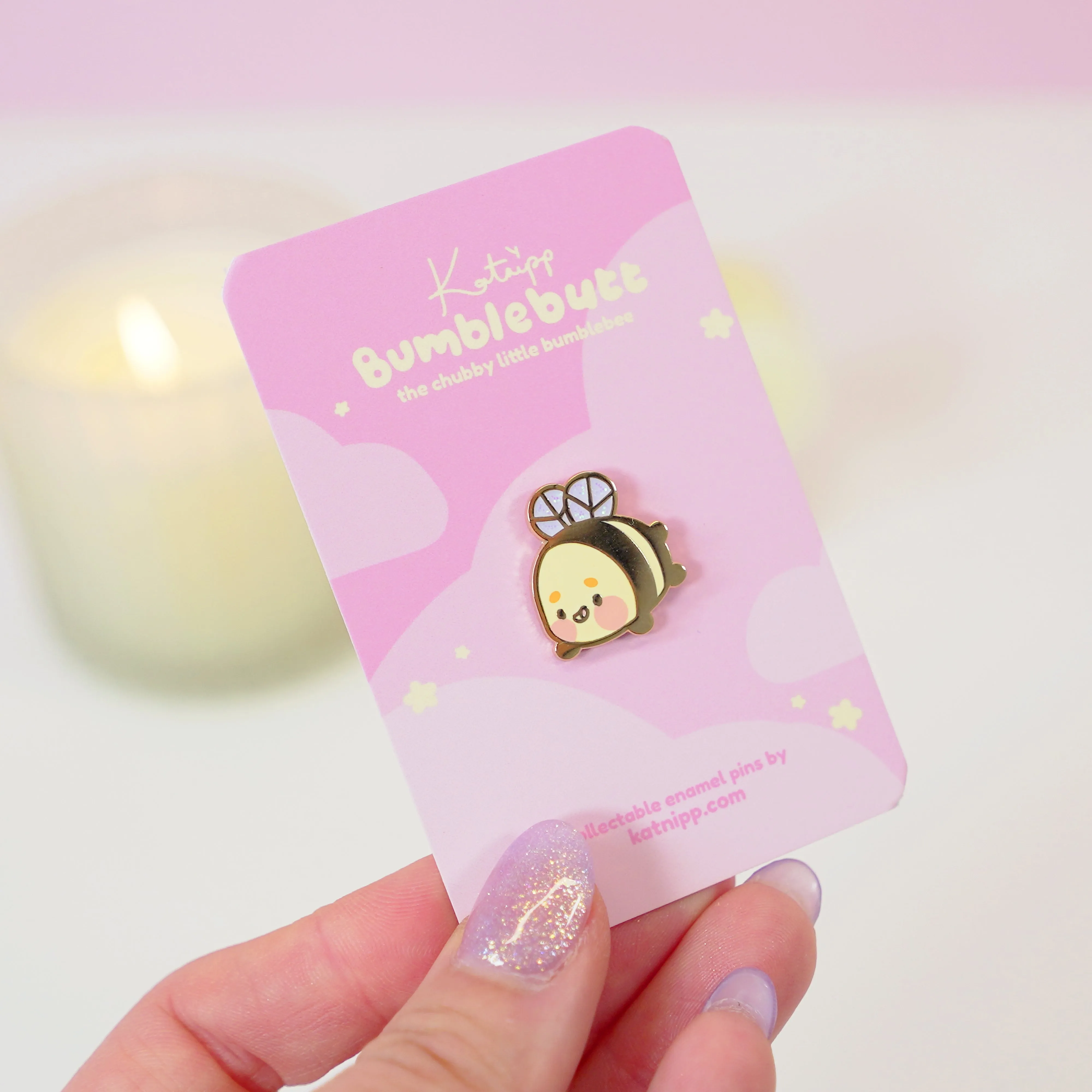 Bumblebutt Glittery Wing Enamel Pin | Kawaii Bumblebee Pin | Cute Bee Accessory