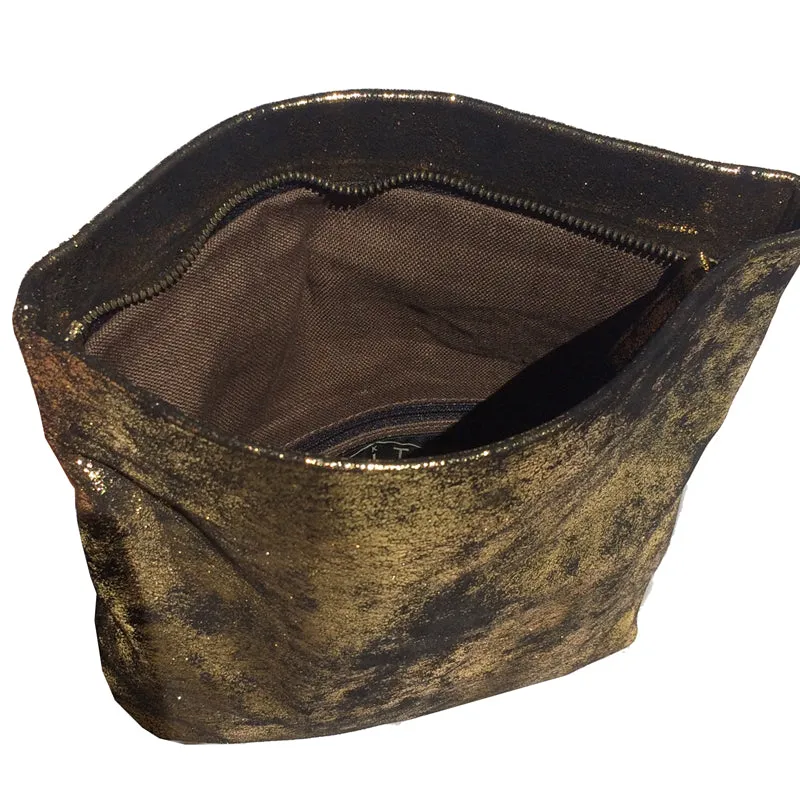 Foldover Clutch wMagnet - Gunmetal Glittery Metallic