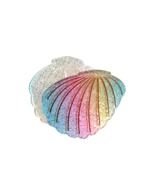 Glitter Rainbow Seashell Hair Claw Clip