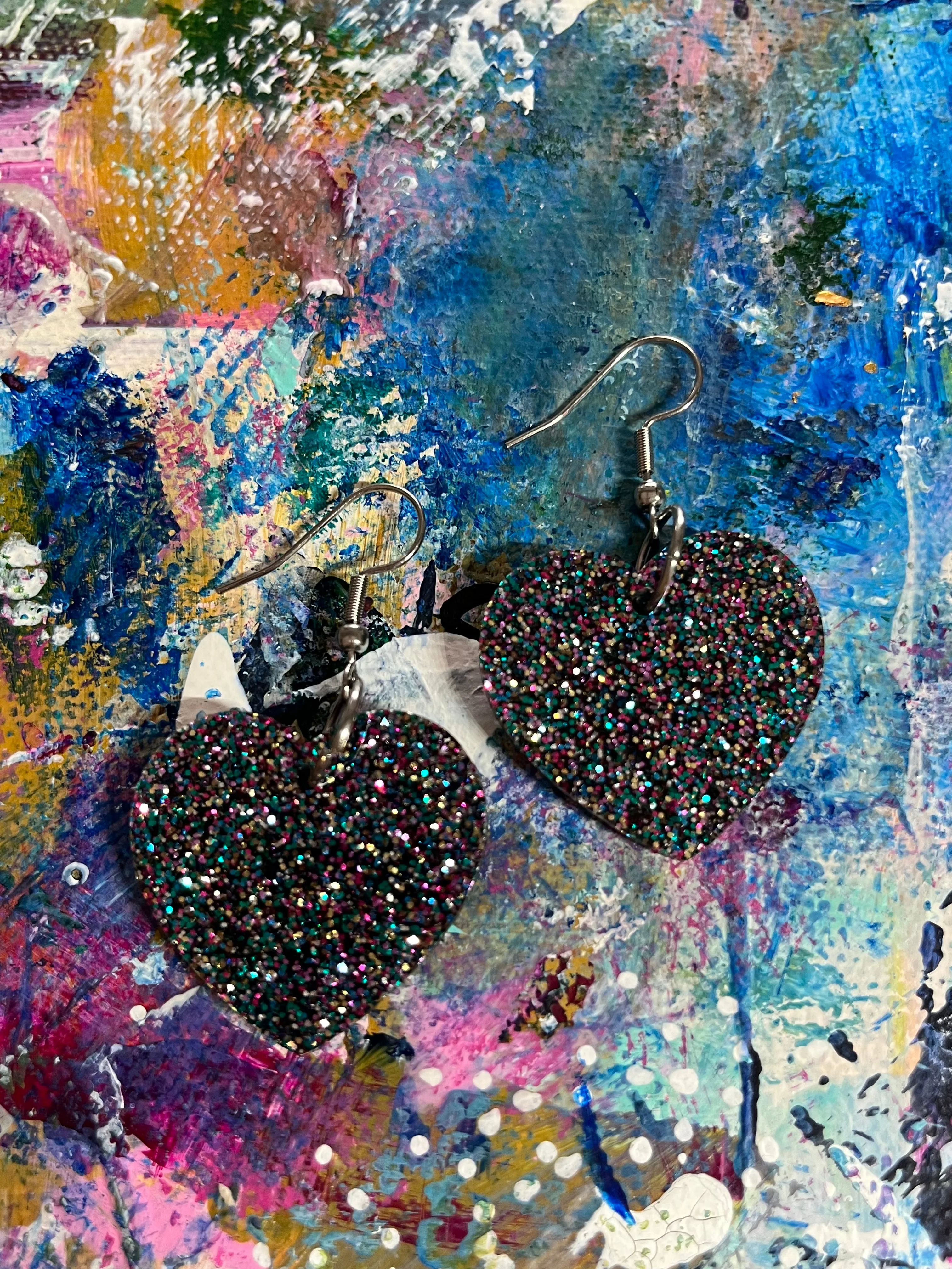 Glittery purple and blues Heart Hooks