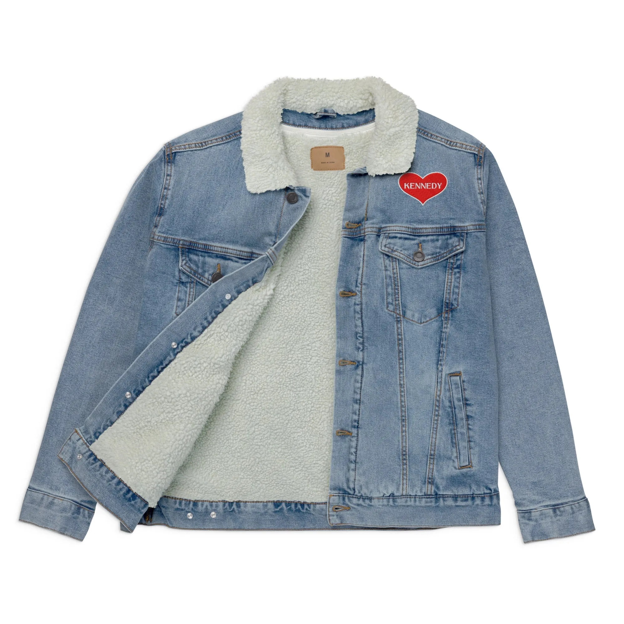 Kennedy Heart Unisex Denim Sherpa Jacket