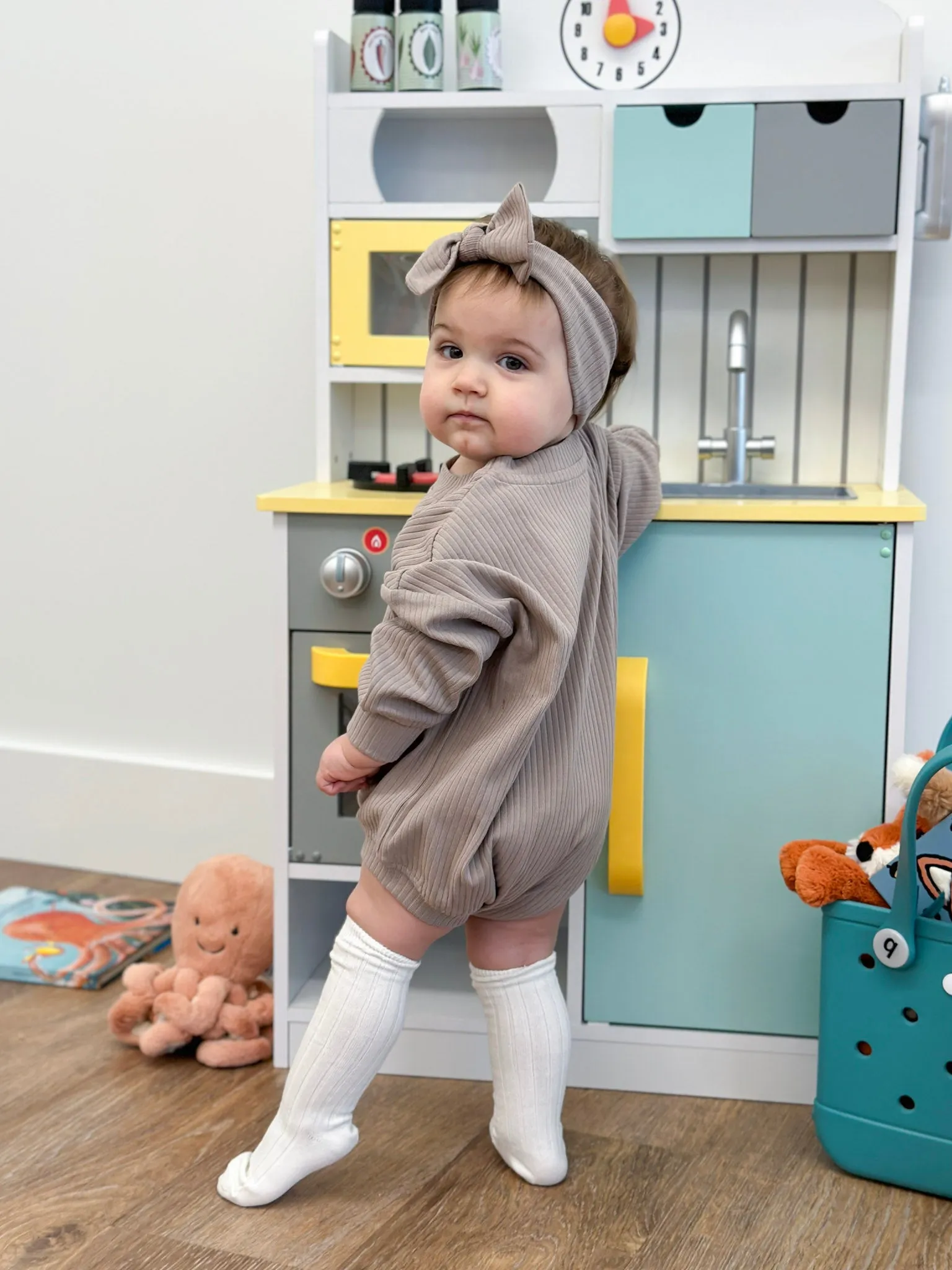 Mushroom Ribbed Bubble Romper