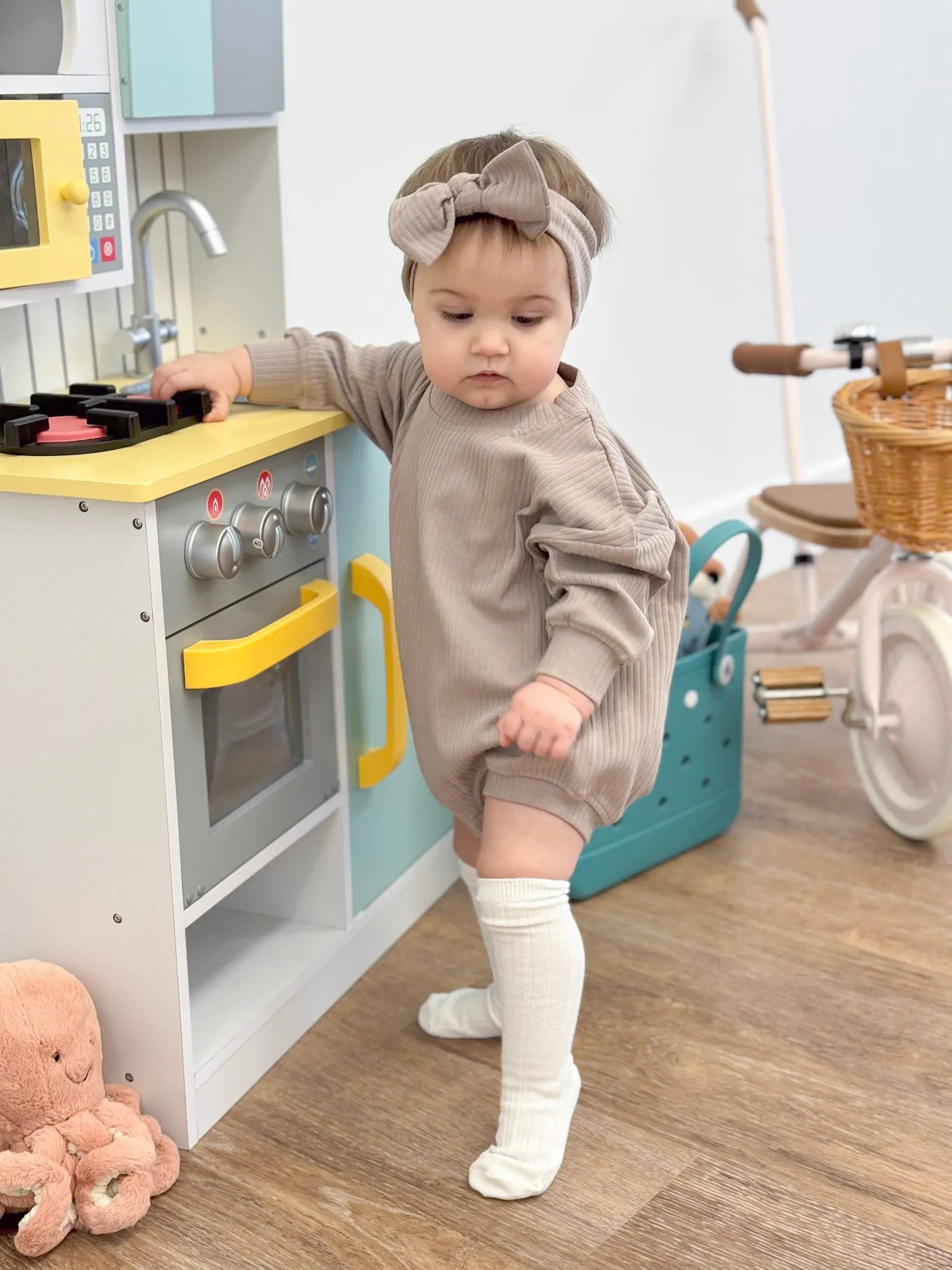 Mushroom Ribbed Bubble Romper