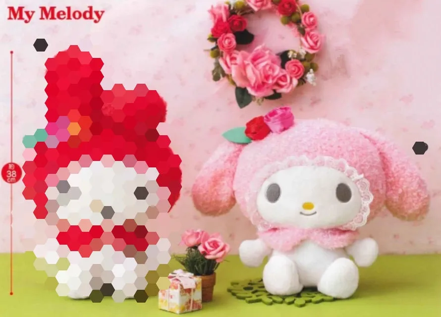 My Melody Double Pink Rose Glittery Plush 25cm Japan 2015