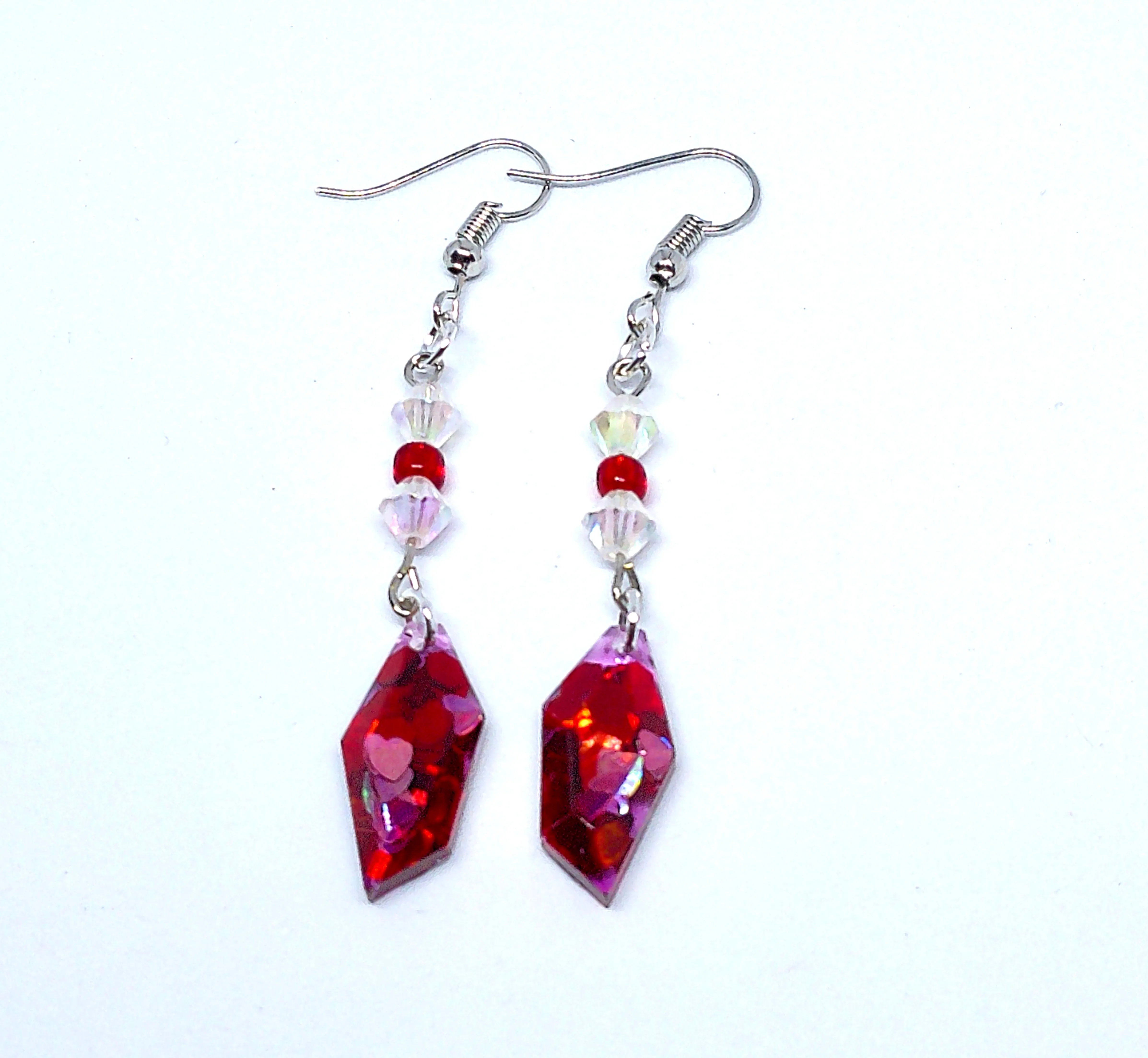 Red Glittery Dangle Earrings