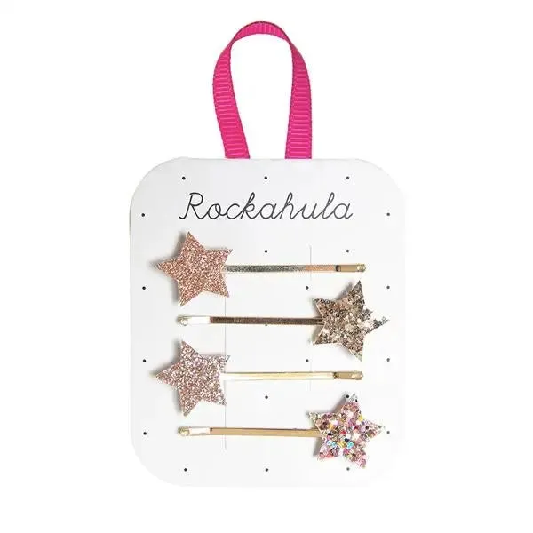 Sparkle glitter star hair slides gold