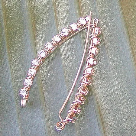 Sparkling White Rhinestone Long Gold Filled Wire Ear Sweeps