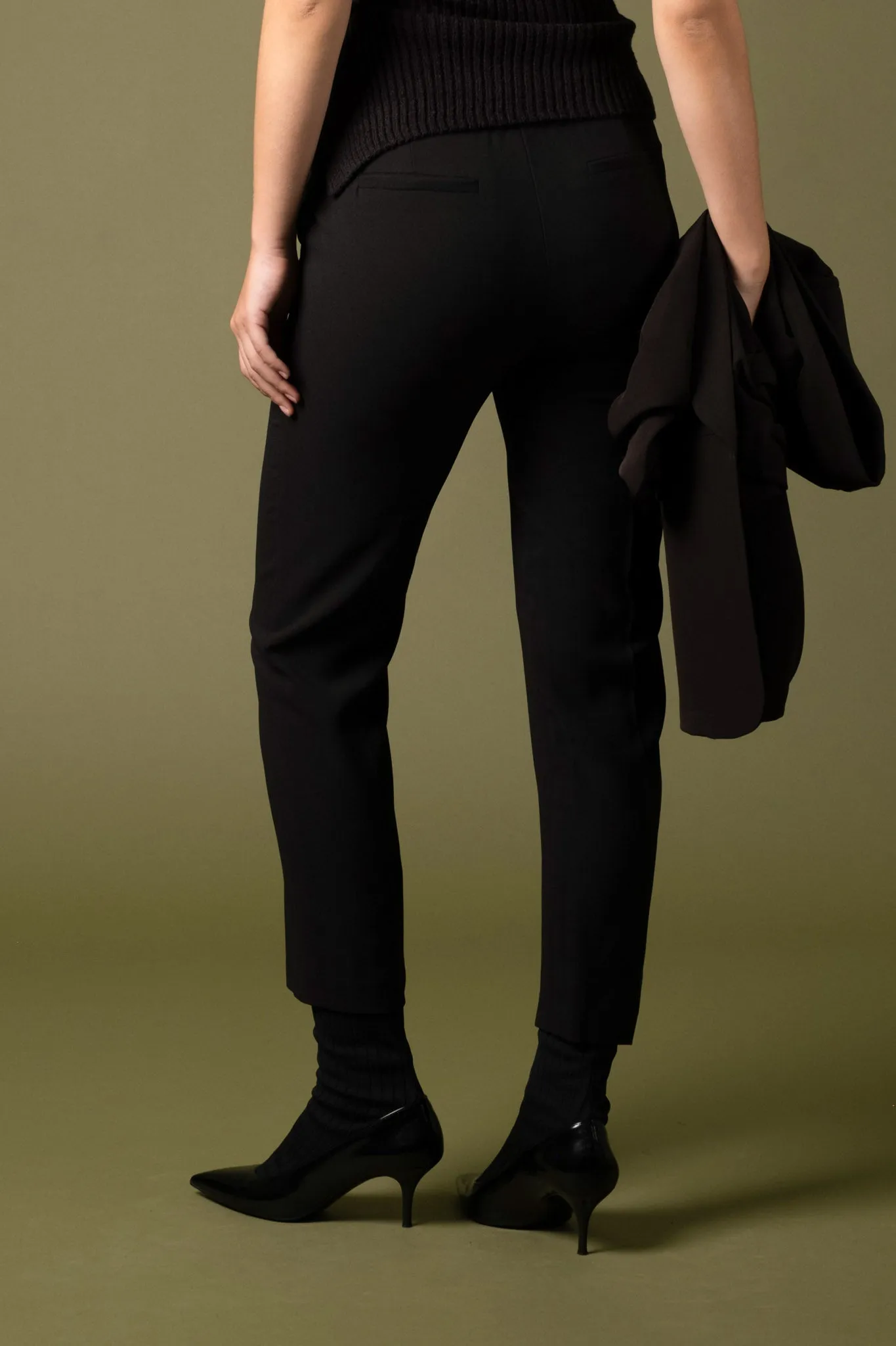 STRETCH WAIST HIGH STRAIGHT FIT DRESS PANTS