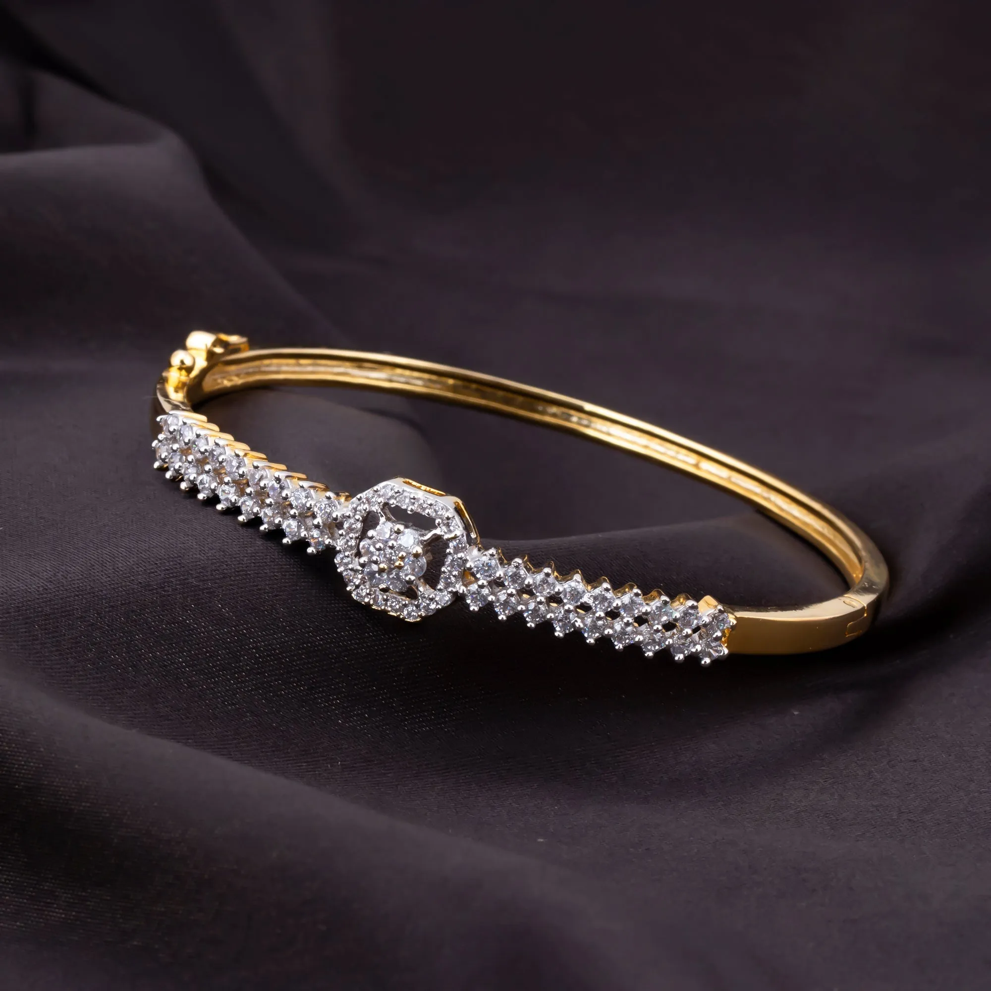 Sukkhi Glittery CZ Gold Plated Kada For Women