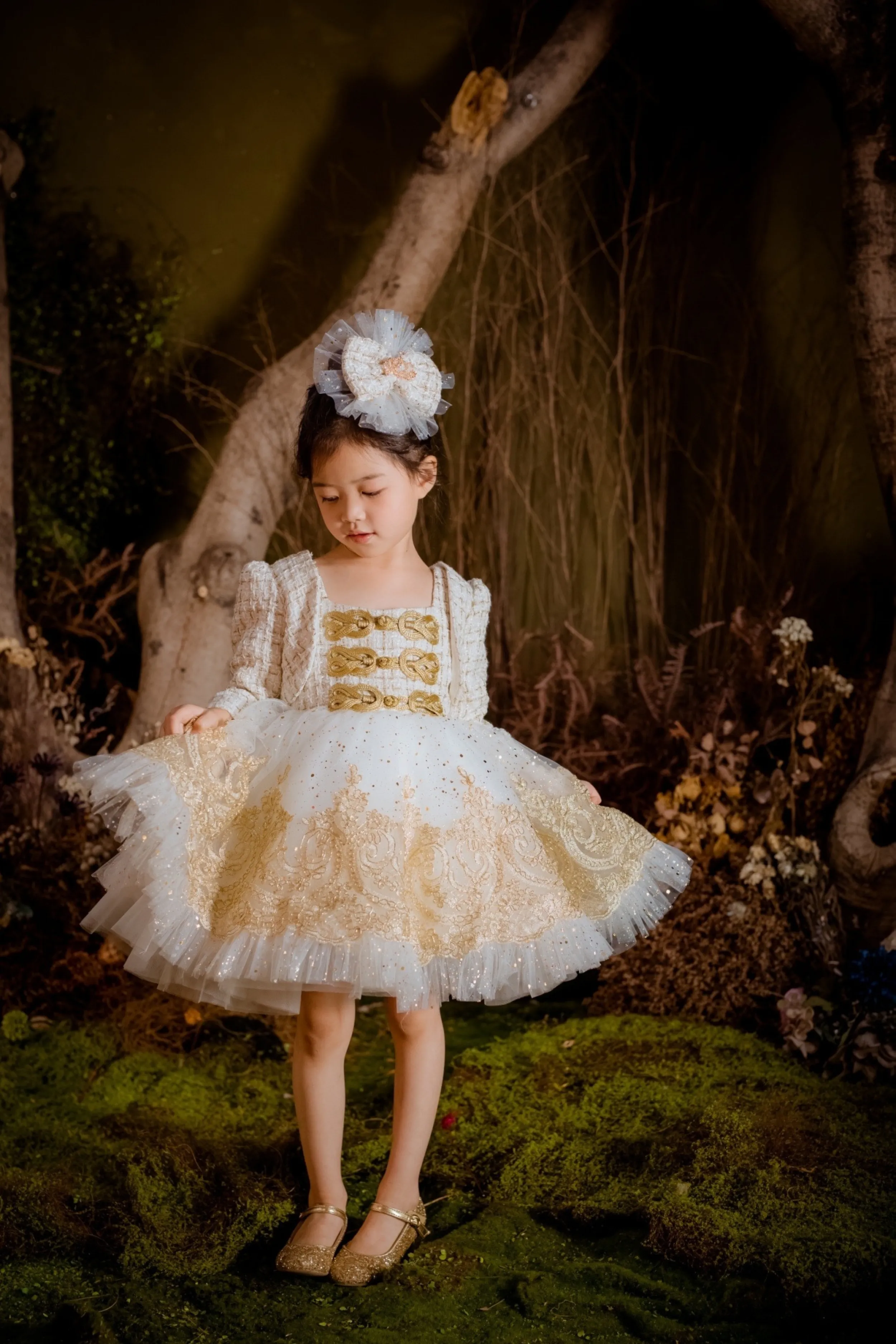 Wine Nutcracker Lurex Tweed & Glittery Mesh Headpiece