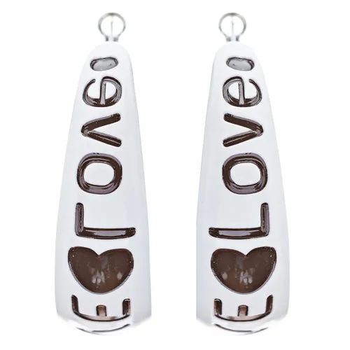 Woman Fashion Lucite Hoop Earrings Love Heart White