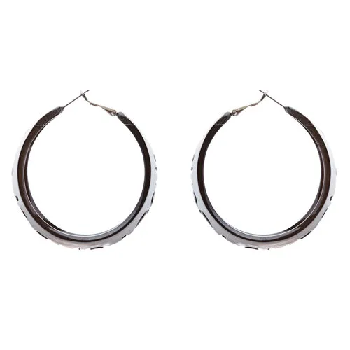 Woman Fashion Lucite Hoop Earrings Love Heart White